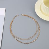 Wholesale Jewelry IG Style Simple Style Solid Color Alloy Iron Plating Three Layer Necklace main image 1