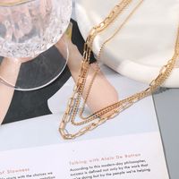 Wholesale Jewelry IG Style Simple Style Solid Color Alloy Iron Plating Three Layer Necklace sku image 1