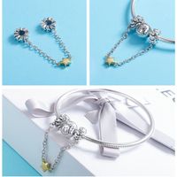 Simple Style Classic Style Flower Sterling Silver Inlay Zircon Charms Jewelry Accessories main image 3