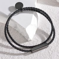 Wholesale Jewelry Simple Style Solid Color Pu Leather Titanium Steel 18K Gold Plated Plating Bracelets sku image 10