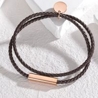 Wholesale Jewelry Simple Style Solid Color Pu Leather Titanium Steel 18K Gold Plated Plating Bracelets sku image 8
