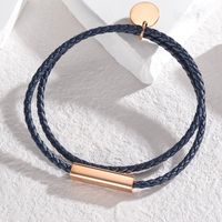 Wholesale Jewelry Simple Style Solid Color Pu Leather Titanium Steel 18K Gold Plated Plating Bracelets sku image 9