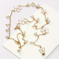 Casual Classic Style Flower Alloy Pearl Women's Sweater Chain Necklace main image 6