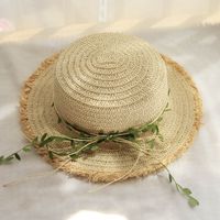 Women's Vacation Solid Color Flat Eaves Straw Hat sku image 3