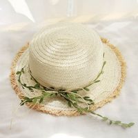 Women's Vacation Solid Color Flat Eaves Straw Hat sku image 5