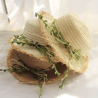 Women's Vacation Solid Color Flat Eaves Straw Hat main image 3
