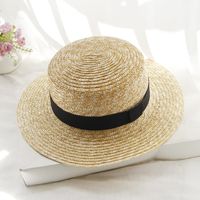 Unisex Vacation Solid Color Flat Eaves Straw Hat main image 6