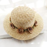 Unisex Vacation Solid Color Flat Eaves Straw Hat main image 2