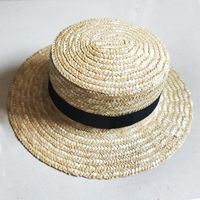 Unisex Vacation Solid Color Flat Eaves Straw Hat sku image 1
