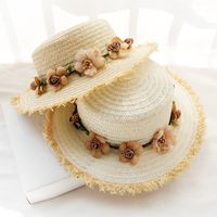 Women's Vacation Beach Solid Color Flat Eaves Straw Hat main image 5