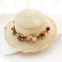 Women's Vacation Beach Solid Color Flat Eaves Straw Hat main image 4