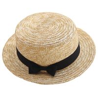 Unisex Vacation Solid Color Flat Eaves Straw Hat main image 4