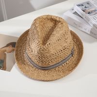 Women's Vacation Simple Style Solid Color Crimping Straw Hat sku image 1
