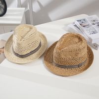 Women's Vacation Simple Style Solid Color Crimping Straw Hat main image 4