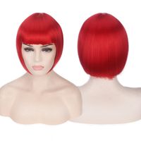 Women's Cute Party Cosplay High Temperature Wire Short Straight Hair Wig Net sku image 12