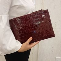 Women's Pu Leather Solid Color Classic Style Square Zipper Envelope Bag sku image 2