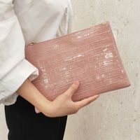 Women's Pu Leather Solid Color Classic Style Square Zipper Envelope Bag sku image 4
