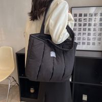 Women's Large Canvas Solid Color Streetwear Square Zipper Tote Bag main image 3