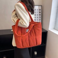 Women's Large Canvas Solid Color Streetwear Square Zipper Tote Bag main image 6