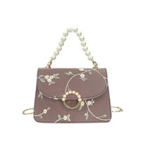 Women's Medium Pu Leather Flower Vintage Style Square Magnetic Buckle Shoulder Bag sku image 3