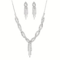 Simple Style Shiny Tassel Solid Color Alloy Plating Inlay Rhinestones Silver Plated Women's Jewelry Set main image 5