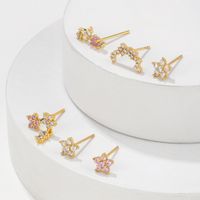 1 Set Cute Sweet Flower Plating Inlay Brass Zircon 18k Gold Plated Silver Plated Drop Earrings main image 3