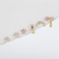 1 Set Cute Sweet Flower Plating Inlay Brass Zircon 18k Gold Plated Silver Plated Drop Earrings main image 4