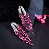 1 Pair Casual Romantic Geometric Plating Inlay Copper Zircon Rhodium Plated Silver Plated Drop Earrings main image 5