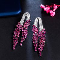 1 Pair Casual Romantic Geometric Plating Inlay Copper Zircon Rhodium Plated Silver Plated Drop Earrings main image 7