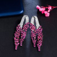 1 Paire Décontractée Romantique Géométrique Placage Incruster Le Cuivre Zircon Plaqué Rhodium Plaqué Argent Boucles D'oreilles main image 8