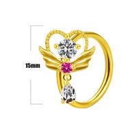 Casual Elegant Star Heart Shape Wings Stainless Steel Copper White Gold Plated Gold Plated Rhinestones Zircon Nose Ring In Bulk sku image 6