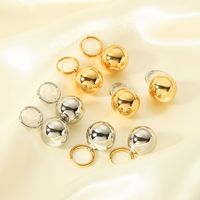 1 Pair IG Style Simple Style Ball Polishing Plating 201 Stainless Steel 18K Gold Plated Drop Earrings main image 4