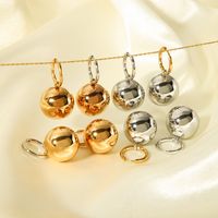 1 Pair IG Style Simple Style Ball Polishing Plating 201 Stainless Steel 18K Gold Plated Drop Earrings main image 3