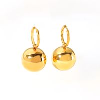 1 Pair IG Style Simple Style Ball Polishing Plating 201 Stainless Steel 18K Gold Plated Drop Earrings main image 7