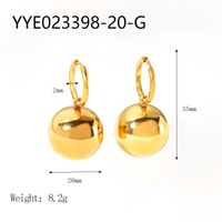 1 Pair IG Style Simple Style Ball Polishing Plating 201 Stainless Steel 18K Gold Plated Drop Earrings sku image 2