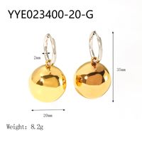 1 Pair IG Style Simple Style Ball Polishing Plating 201 Stainless Steel 18K Gold Plated Drop Earrings sku image 4