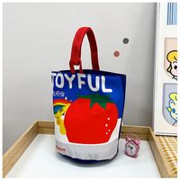 Women's Small Canvas Cartoon Character Cute Bucket Zipper Underarm Bag sku image 3