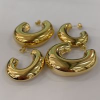 1 Pair Vintage Style Artistic C Shape Plating Stainless Steel 14k Gold Plated Ear Studs main image 3