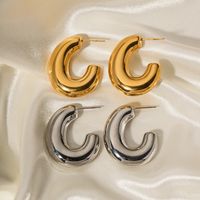 1 Pair Vintage Style Artistic C Shape Plating Stainless Steel 14k Gold Plated Ear Studs main image 6