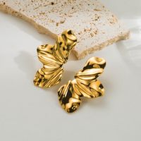 1 Pair Ig Style Retro Leaves Flower Plating Stainless Steel 18k Gold Plated Drop Earrings main image 5