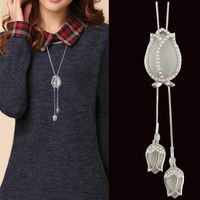 Ig Style Flower Alloy Copper Inlay Artificial Rhinestones Glass Sweater Chain Long Necklace main image 3