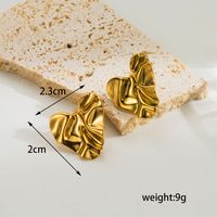 1 Pair Vintage Style Heart Shape Plating Stainless Steel 18k Gold Plated Ear Studs sku image 1