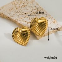1 Pair Vintage Style Heart Shape Plating Stainless Steel 18k Gold Plated Ear Studs sku image 2
