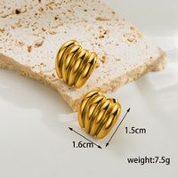 1 Pair Vintage Style Heart Shape Plating Stainless Steel 18k Gold Plated Ear Studs sku image 3