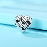 Casual Original Design Simple Style Heart Shape Notes Sterling Silver Handmade Plating Inlay Zircon Rhodium Plated Jewelry Accessories main image 1