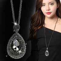 Wholesale Jewelry Modern Style Shiny Water Droplets Alloy Iron Artificial Rhinestones Inlay Sweater Chain Long Necklace main image 3