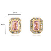 1 Pair Simple Style Rectangle Inlay Copper Zircon Ear Studs main image 2