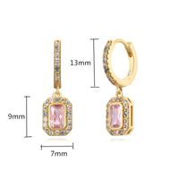 1 Pair Simple Style Shiny Rectangle Inlay Copper Zircon Drop Earrings main image 2