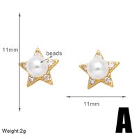 1 Pair Simple Style Star Petal Bee Plating Inlay Copper Zircon 18k Gold Plated Ear Studs sku image 1