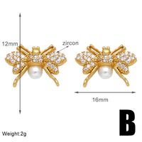 1 Pair Simple Style Star Petal Bee Plating Inlay Copper Zircon 18k Gold Plated Ear Studs sku image 2
